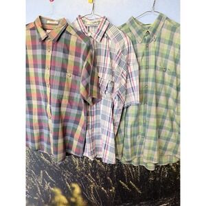 1990s Orvis Button Down L  Plaid  Short Sleeve Pocket Made‎ In India